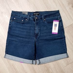 NWT DKNY dark wash denim cuffed short size 14 jean spring summer casual beach